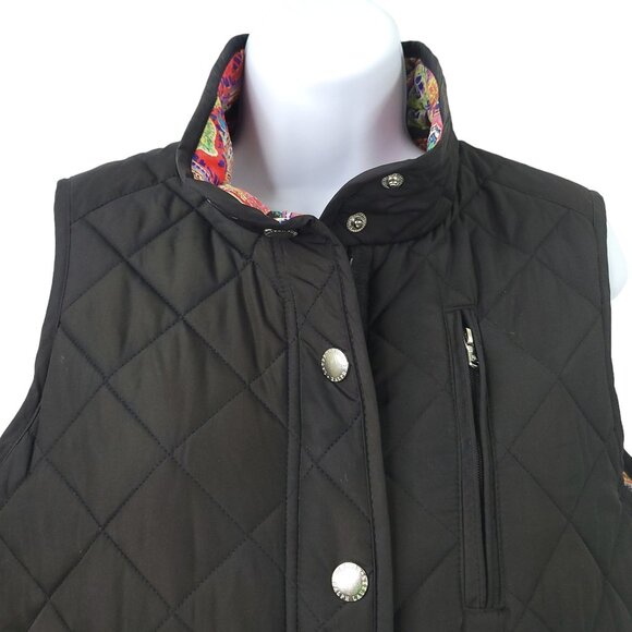 Lauren Ralph Lauren Puffer Vest Full Zip Snap Womens M Paisley Lining Sleeveless - Picture 5 of 10